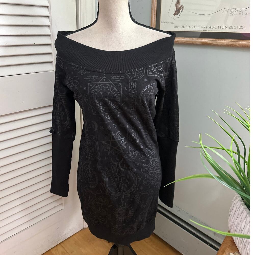 Killstar Sweater Dress Medium Black Unholy Sabbath Celestial Mystical Goth Chic